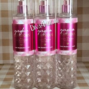 3X Bath & Body Works GINGHAM GORGEOUS 8 FL OZ Mist Sprays Collection Set
